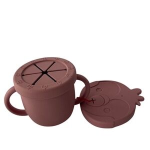 Bimbly Kids Pink Silicone 3 in 1 Snack Drinking Cup Ages 6 mos+